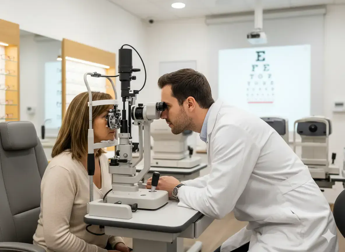 Examen de vue chez un ophtalmologiste