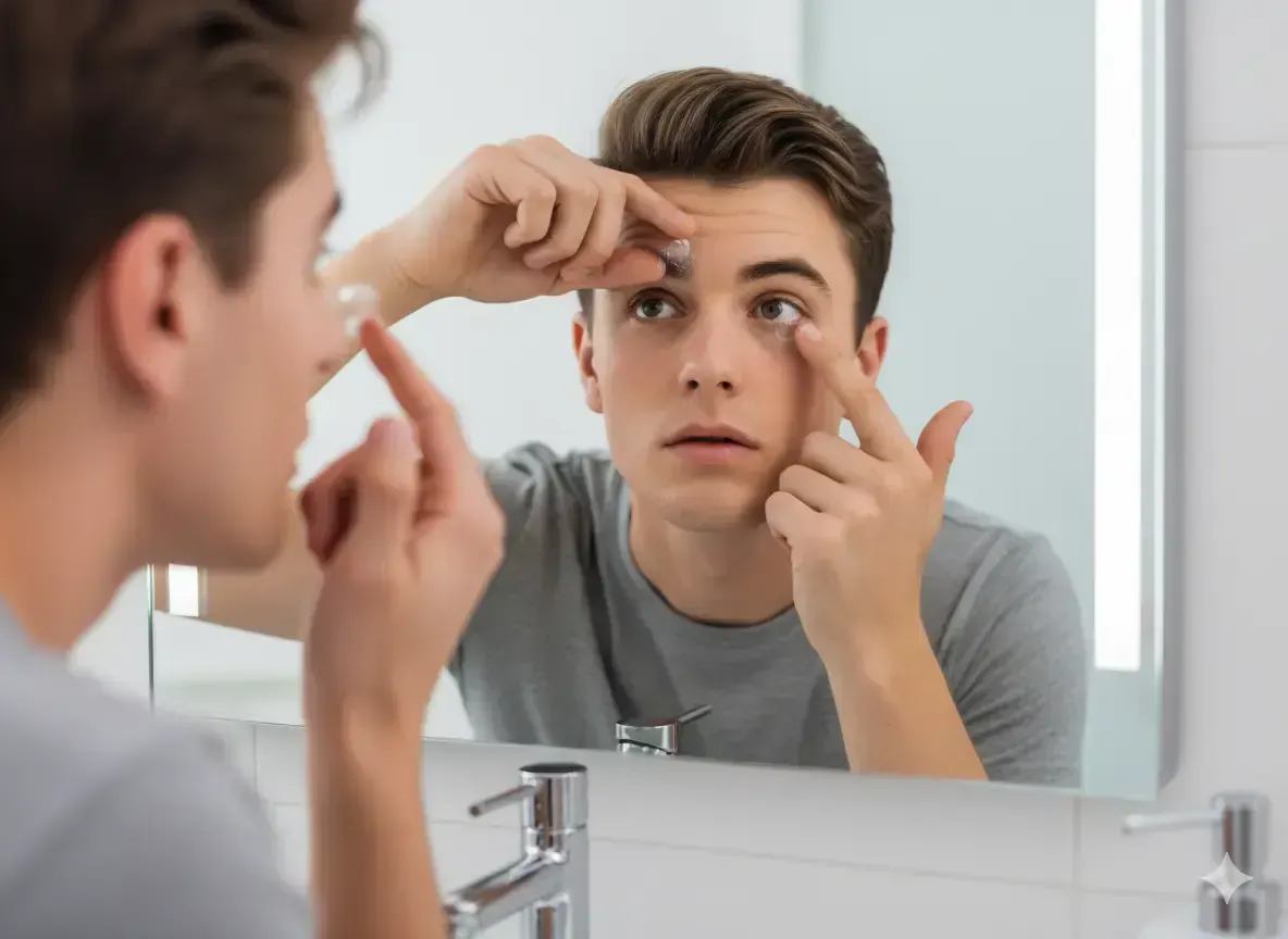 Pose de lentilles de contact