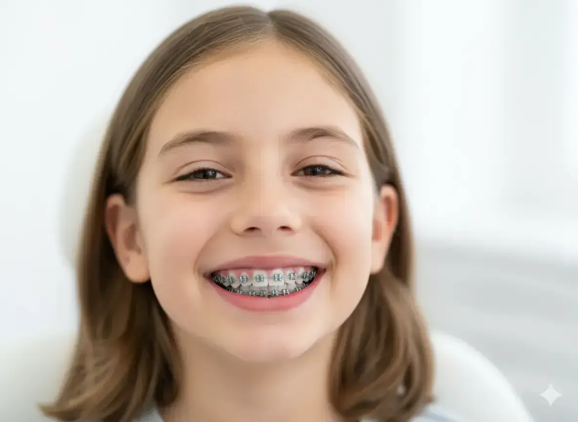 Enfant portant un appareil dentaire
